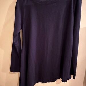 Halogen Women’s Oversized Top Asymmetrical Navy Rayon Stretch Long Sleeves M